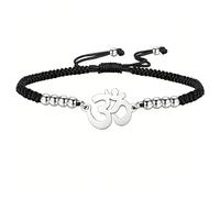 EUEAVAN Hindú OM OHM AUM Sánscrito Símbolos Espiritual Pulsera suerte Pareja Encanto Jade Hilo Bangle Yoga Amuleto Tobilleras Accesorios de Joyería
