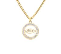 EUEAVAN Ichthus - Collar con colgante de cruz de pez de Jesucristo, sello de Jerusalén, amuleto religioso, joyería cristiana, regalo de bautizo o Pascua para mujeres y hombres, Medio, Acero inoxidable