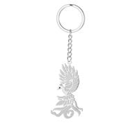 EUEAVAN Llavero de Phoenix con diseño de pájaro fénix que se levanta de las cenizas, accesorios de joyería de animales mitológicos, plata, M