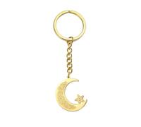 EUEAVAN Llavero islámico Ayatul Kursi musulmán de luna creciente y estrella, llavero de caligrafía árabe, amuleto de Alá (dorado)