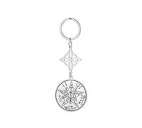 EUEAVAN Llavero Nudo de Bruja Jehová Nudo De Bruja YHVH YHWH Yeshua Tetragrammaton Pentagrama Llavero Salomón Wicca Amuleto (nudo de bruja 2, Tetragrammaton plata)