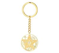 EUEAVAN Llavero Tetragrammaton para hombre YHVH YHWH Jehová Pentáculo Llavero Pentagrama Yeshua Nombres hebreos de Dios Amuleto Joyería (Oro)