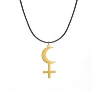 EUEAVAN Luna Negro Lilith Diosa Símbolo Collar para Mujeres Gótico Lilith Diosa Sello Astrología Luna Creciente Cruz Colgante Pagano Joyería Wiccan Regalos Símbolo de Lucifer Hombres