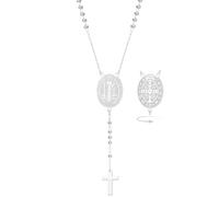EUEAVAN Medalla de San Benito Collar en Y Doble Cara Medalla de San Benito Cruz Rosario Colgante Amuleto Exorcismo Joyería Cristiana Católica Religión Regalo para Mujeres, Medium, Acero inoxidable