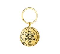 EUEAVAN Metatron Cubo Collar para Hombres Geometría Sagrada Colgante Sellos del Arcángel Ángel San Miguel Declaración Llavero Protección Espiritual Talismán Religiou Joyería (Arcángel oro 2)