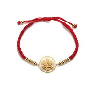 EUEAVAN Metatrones Cubo Pulsera Ajustable Pareja Geometría Sagrada Pulsera Arcángel Hecho a Mano Cuerda Trenzada Suerte Cadena Roja Brazalete Cabalá Amuleto Declaración Joyería, Medium, Acero