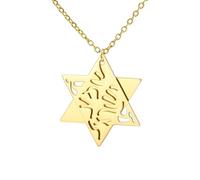 EUEAVAN Oración hebrea Shema Yisrael Collar para Mujeres Estrella de David Bicolor Collar Hear O Israel Colgante Judaica Sh'ma Yisrael Joyería Judía Cabal Bendición Regalo Hombres, Medio, Acero