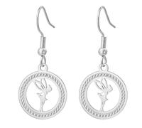 EUEAVAN Pendientes de hadas, diseño de princesa, joyería elegante de moda, regalo para bailarina de ballet, para mujer, Medium, Acero inoxidable, Sin piedra preciosa