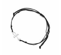 EUEAVAN Pulsera con cruz Ankh Pulsera trenzada hecha a mano en Egipto para parejas Concha ajustable Cruz religiosa Tobillera Amuleto del Antiguo Egipto Joyería Regalo para mujeres y hombres (plata 2)