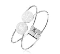 EUEAVAN Pulsera con medalla de San Benito, doble colgante, brazalete con cruz de San Benito, amuleto del santo patrón, joyería cristiana católica, regalo religioso para hombres y mujeres (Plata)