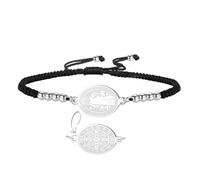 EUEAVAN Pulsera con medalla de San Benito hecha a mano con cordón rojo de la suerte Pulsera doble cara de San Benito con cruz Amuleto del santo patrón Joyería católica Regalo religioso (plata-negro)