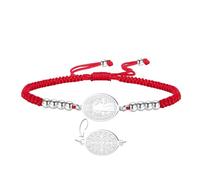 EUEAVAN Pulsera con medalla de San Benito hecha a mano con cordón rojo de la suerte Pulsera doble cara de San Benito con cruz Amuleto del santo patrón Joyería católica Regalo religioso (plata-rojo)