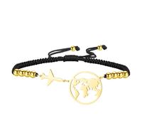 EUEAVAN Pulsera de avión ajustable hecha a mano con cuerda trenzada de la suerte, pulsera de cuerda roja con cuentas para parejas, pilotos de aerolíneas, joyería de viajero, regalo de recuerdo para