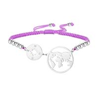 EUEAVAN Pulsera de brújula ajustable con diseño de continentes, tierra, pasión por los viajes, mapa del mundo, hecha a mano, cuerda roja, pulsera para parejas, joyería de amistad, regalo de graduación