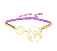 EUEAVAN Pulsera de brújula ajustable con diseño de continentes, tierra, pasión por los viajes, mapa del mundo, hecha a mano, cuerda roja, pulsera para parejas, joyería de amistad, regalo de graduación