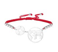 EUEAVAN Pulsera de brújula ajustable con diseño de continentes, tierra, pasión por los viajes, mapa del mundo, hecha a mano, cuerda roja, pulsera para parejas, joyería de amistad, regalo de graduación