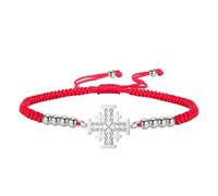 EUEAVAN Pulsera de cruz de Jerusalén, cruzada, caballeros templarios, hecha a mano, pulsera de cuerda de la suerte, griega, religiosa, medieval, cristiana, regalo de bautizo, fe para mujeres y hombres
