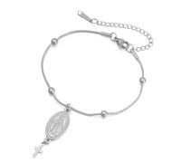 EUEAVAN Pulsera de cruz de la Virgen María para mujer, Virgen de Guadalupe, Nuestra Señora de Guadalupe, pulsera de Madre María, medalla milagrosa, amuleto cristiano, joyería de fe católica, regalo de