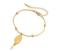 EUEAVAN Pulsera de cruz de la Virgen María para mujer, Virgen de Guadalupe, Nuestra Señora de Guadalupe, pulsera de Madre María, medalla milagrosa, amuleto cristiano, joyería de fe católica, regalo de