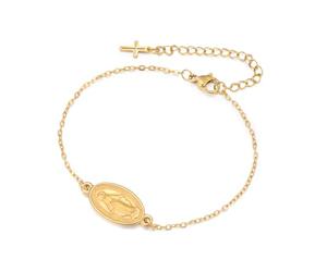 EUEAVAN Pulsera de cruz de la Virgen María para mujer, Virgen de Guadalupe, Nuestra Señora de Guadalupe, pulsera de Madre María, medalla milagrosa, amuleto cristiano, joyería de fe católica, regalo de