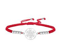 EUEAVAN Pulsera de cubo Metatron ajustable con cuentas para pareja - Geometría sagrada - Hecho a mano - Cuerda trenzada - Pulsera de buena suerte roja - Amuleto de la kabbalah, Medium, Acero