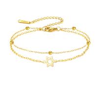 EUEAVAN Pulsera de estrella de David, hexagrama, judía, casera, de cuerda roja, amuleto de fe hebrea, bendición, cábala, joyería religiosa, regalo de Israel Hanukkah para mujeres, ajustable, Acero