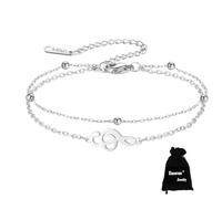 EUEAVAN Pulsera de notas musicales, clave de sol hecha a mano, pulsera de cuerda de la suerte, joyería temática musical, regalos de agradecimiento para amantes de la música y profesores, ajustable