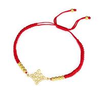 EUEAVAN Pulsera de nudo de bruja, pulsera de nudo celta irlandés, hecha a mano, cuerda trenzada de la suerte, pulsera de cuerda roja ajustable con cuentas para parejas, triquetra, amuleto wiccano