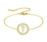EUEAVAN Pulsera de princesa Wendy Tinkerbell, duende, bailarina mágica, ballet, corazón, circonia cúbica, alas de ángel, joyería de cuento de hadas, regalo para mujeres, ajustable, Acero inoxidable