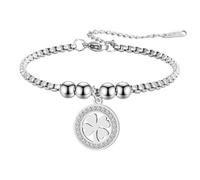EUEAVAN Pulsera de trébol para mujer, trébol verde, buena suerte, trébol de cuatro hojas, joyería de amistad, accesorios para el día de San Patricio, regalo irlandés, Ajustable, Acero inoxidable, No