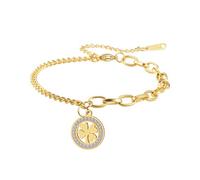 EUEAVAN Pulsera de trébol para mujer, trébol verde, buena suerte, trébol de cuatro hojas, joyería de amistad, accesorios para el día de San Patricio, regalo irlandés, Ajustable, Acero inoxidable, No