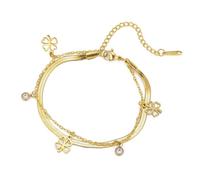 EUEAVAN Pulsera irlandesa de trébol de cuatro hojas, pulsera de trébol de buena suerte, pulsera de trébol de flor, tobillera de trébol, joyería de tobillo, regalo del día de San Patricio para mujeres,