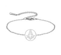 EUEAVAN Pulsera masónica, brújula, símbolo de masonería, brazaletes, sellos maestros, amuleto primero, membresía masónica, joyería religiosa, regalo celta punk para hombres y mujeres, ajustable, Acero