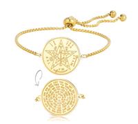 EUEAVAN Pulsera Tetragrammaton Pentagrama YHVH YHWH Jehová Pulsera de doble cara Yeshua Bendita oración Biblia hebrea 72 nombres de Dios Wicca Amuleto Joyería Regalo (oro)