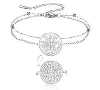 EUEAVAN Pulsera Tetragrammaton Pentagrama YHVH YHWH Jehová Pulsera de doble cara Yeshua Bendita oración Biblia hebrea 72 nombres de Dios Wicca Amuleto Joyería Regalo (plata en capas)