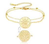 EUEAVAN Pulsera Tetragrammaton Pentagrama YHVH YHWH Jehová Pulsera de doble cara Yeshua Bendita oración Biblia hebrea 72 nombres de Dios Wicca Amuleto Joyería Regalo (oro en capas)