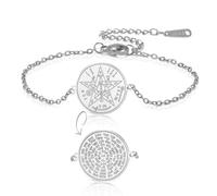 EUEAVAN Pulsera Tetragrammaton Pentagrama YHVH YHWH Jehová Pulsera de doble cara Yeshua Bendita oración Biblia hebrea 72 nombres de Dios Wicca Amuleto Joyería Regalo (plata 2)
