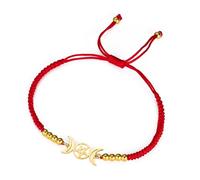 EUEAVAN Pulsera Triple Diosa Luna Pentagrama Mágico Pulsera Artesanal de Hilo Rojo de la Suerte Hécate Amuleto Wicca Joyería Pagana Brujería Regalo para Mujeres (Rojo)