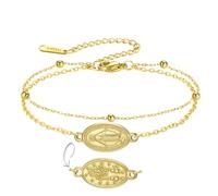 EUEAVAN Pulsera Virgen María Virgen de Guadalupe Nuestra Señora de Guadalupe Madre María Brazalete Medalla Milagrosa Amuleto Cristiano Joyería Católica Regalo de Bautismo (oro en capas)