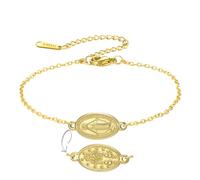 EUEAVAN Pulsera Virgen María Virgen de Guadalupe Nuestra Señora de Guadalupe Madre María Brazalete Medalla Milagrosa Amuleto Cristiano Joyería Católica Regalo de Bautismo (cadena de oro)