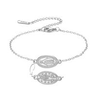 EUEAVAN Pulsera Virgen María Virgen de Guadalupe Nuestra Señora de Guadalupe Madre María Brazalete Medalla Milagrosa Amuleto Cristiano Joyería Católica Regalo de Bautismo (cadena de plata)