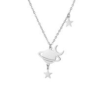 EUEAVAN Saturno collar para mujeres planeta cósmico colgante estético luna estrella fase gargantilla elegante sol joyería regalo (plata 2)