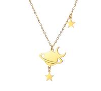 EUEAVAN Saturno collar para mujeres planeta cósmico colgante estético luna estrella fase gargantilla elegante sol joyería regalo (oro 2)