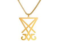 EUEAVAN Sigilo de Lucifer Colgante Collar de acero inoxidable símbolo satánico Colgante Collar Sello de Satanás Lucifer Colgante Pagano Wiccan Joyería Religiosa Collar