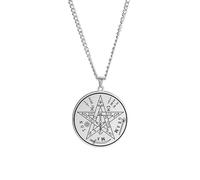 EUEAVAN Tetragrammaton Pentagram Collar para Hombres Mujeres Tetragrammaton Llavero Pentagrama Protección Amuleto Pagano Wicca Joyería