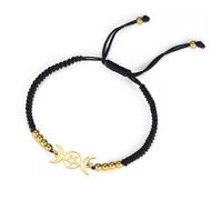 EUEAVAN Triple Luna Diosa Pentagrama Estrella Hilo Cera Pulsera Amuleto Pentagrama Religión Brazalete Acero Inoxidable Joyería Símbolo Witchcraft Regalos para Mujeres, talla única, Acero inoxidable