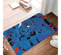 EUEKQOIB Felpudo Antideslizante con Formas Rojas sobre Fondo Azul de Joan Miró Alfombra Absorbente para la Entrada de la Cocina el Dormitorio y el hogar.