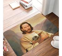 EUEKQOIB Felpudo Antideslizante para Puerta de Cocina baño y Exterior con diseño de Jesús San Keanu Reeves y su bebé.