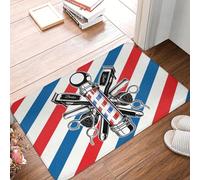 EUEKQOIB Felpudo clásico con diseño de Poste de barbero Rayas Rojas y Azules Antideslizante para peluquería Cocina baño balcón