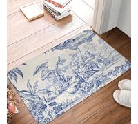 EUEKQOIB Felpudo clásico francés Vintage con Motivo Toile de Jouy Azul Marino Antideslizante para baño Cocina y balcón